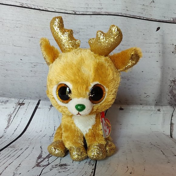 Ty Beanie Boos Glitzy the Christmas Reindeer 6 Inch with Heart Tag new - Picture 1 of 6